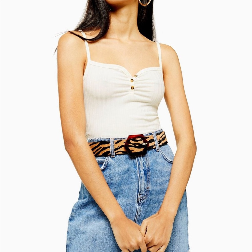 Topshop cream button tank